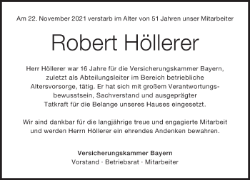 Traueranzeige von Robert Höllerer von Süddeutsche Zeitung