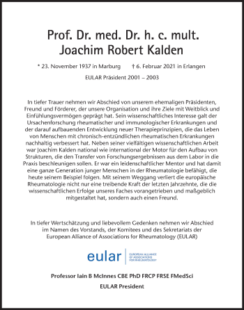 Traueranzeige von Joachim Robert Kalden von Süddeutsche Zeitung