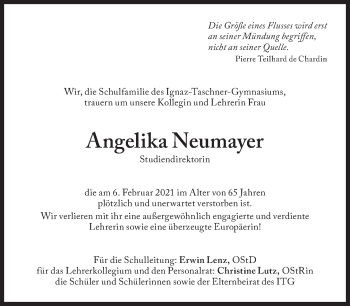 Traueranzeige von Angelika Neumayer von Süddeutsche Zeitung