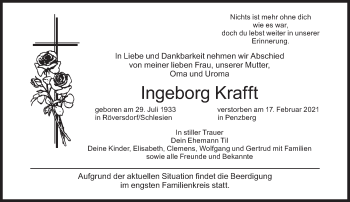 Traueranzeige von Ingeborg Krafft von Süddeutsche Zeitung