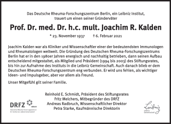 Traueranzeige von Joachim Robert Kalden von Süddeutsche Zeitung
