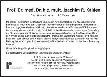 Traueranzeige von Joachim Robert Kalden von Süddeutsche Zeitung