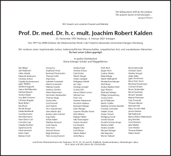 Traueranzeige von Joachim Robert Kalden von Süddeutsche Zeitung