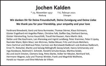 Traueranzeige von Joachim Robert Kalden von Süddeutsche Zeitung