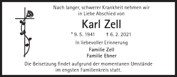 Traueranzeige von Karl Zell von Süddeutsche Zeitung