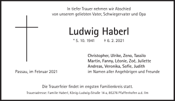 Traueranzeige von Ludwig Haberl von Süddeutsche Zeitung