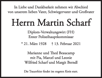 Traueranzeige von Martin Scharf von Süddeutsche Zeitung