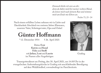 Traueranzeige von Günter Hoffmann von Süddeutsche Zeitung