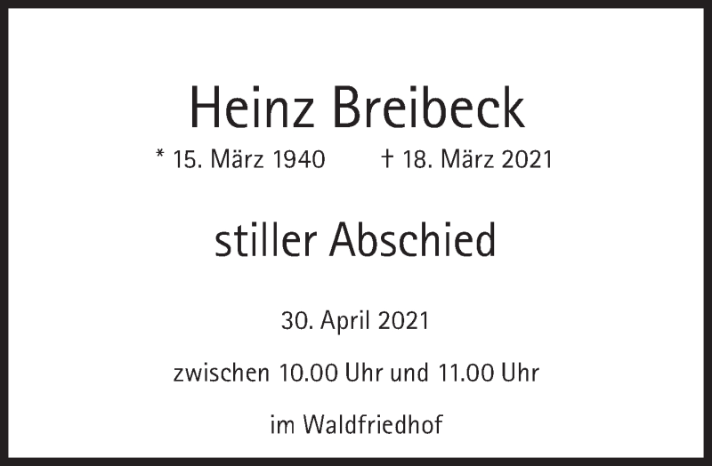  Traueranzeige für Heinz Breiheck vom 24.04.2021 aus Süddeutsche Zeitung