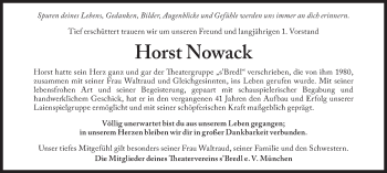 Traueranzeige von Horst Nowack von Süddeutsche Zeitung
