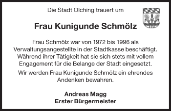 Traueranzeige von Kunigunde Schmölz von Süddeutsche Zeitung