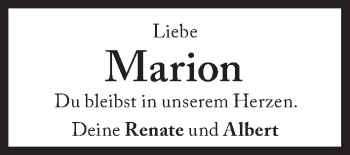 Traueranzeige von Marion  von Süddeutsche Zeitung