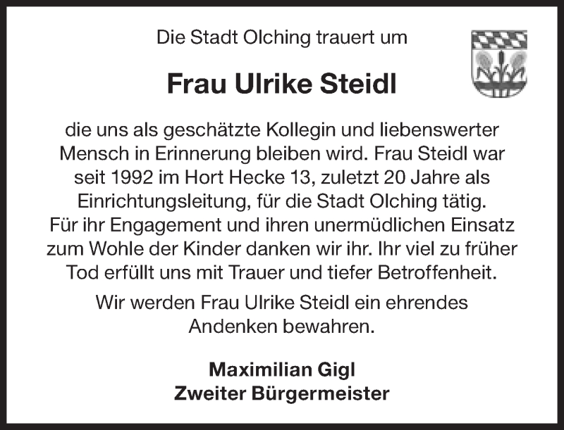  Traueranzeige für Ulrike Steidl vom 10.04.2021 aus Süddeutsche Zeitung