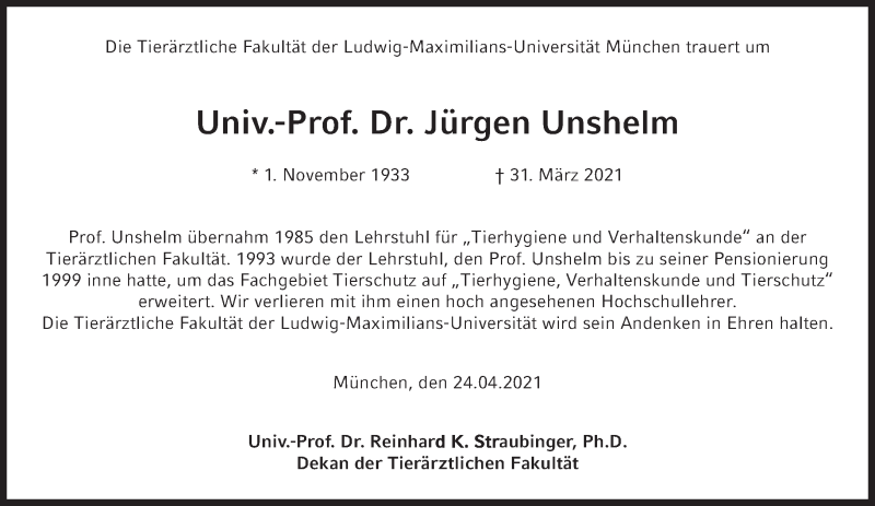 Anzeige von  Univ- Jürgen Unshelm
