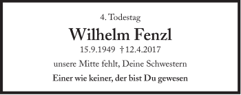 Traueranzeige von Wilhelm Fenzl von Süddeutsche Zeitung