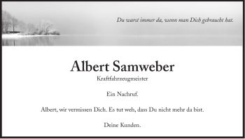 Traueranzeige von Albert Samweber von Süddeutsche Zeitung