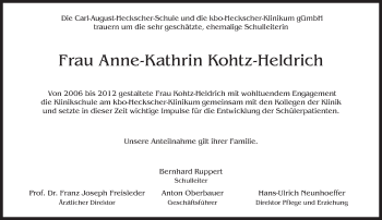 Traueranzeige von Anne-Kathrin Kohtz-Heldrich von Süddeutsche Zeitung