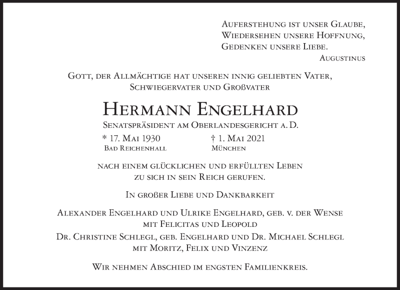 Anzeige von  Hermann Engelhard