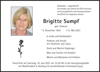 Traueranzeige von Brigitte Sumpf von Süddeutsche Zeitung