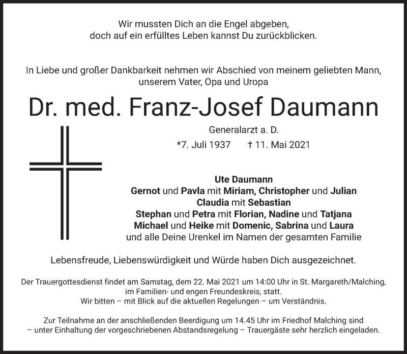 Anzeige von  Franz-Josef Daumann