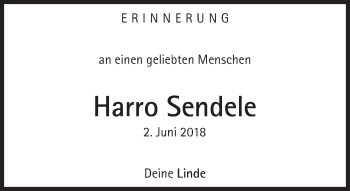 Traueranzeige von Harro Sendele von Süddeutsche Zeitung