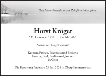 Traueranzeige von Horst Kröger von Süddeutsche Zeitung