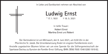 Traueranzeige von Ludwig Ernst von Süddeutsche Zeitung