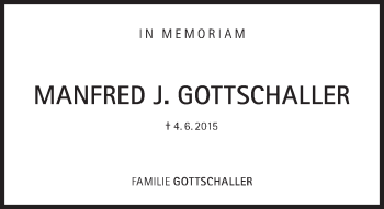 Traueranzeige von Manfred Gottschaller von Süddeutsche Zeitung