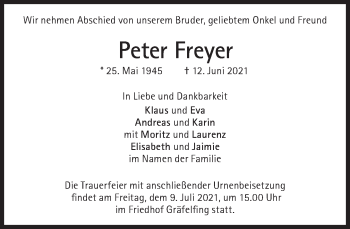 Traueranzeige von Peter Freyer von Süddeutsche Zeitung