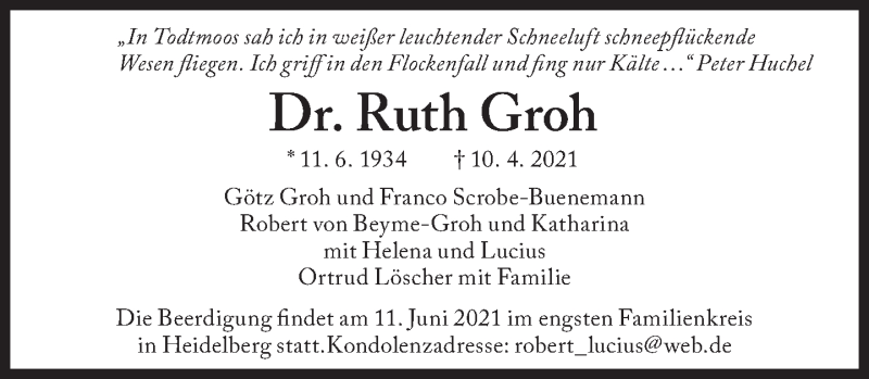 Anzeige von  Ruth Groh