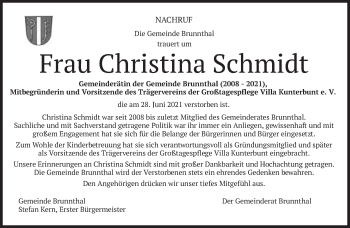 Traueranzeige von Christina Schmidt von Süddeutsche Zeitung
