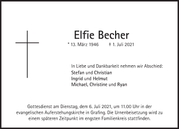 Traueranzeige von Elfie Becher von Süddeutsche Zeitung