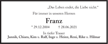 Traueranzeige von Franz-Georg Heller von Süddeutsche Zeitung