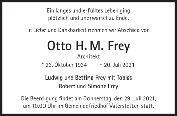 Traueranzeige von Otto H.M. Frey von Süddeutsche Zeitung