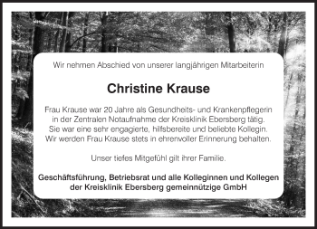 Traueranzeige von Christine Krause von Süddeutsche Zeitung