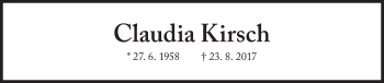 Traueranzeige von Claudia Kirsch von Süddeutsche Zeitung