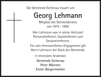 Traueranzeige von Georg Lehmann von Süddeutsche Zeitung