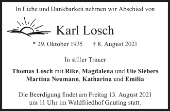 Traueranzeige von Karl Losch von Süddeutsche Zeitung