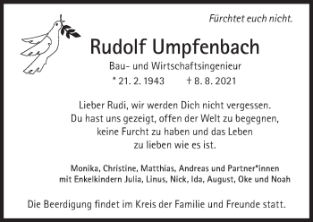 Traueranzeige von Rudolf Umpfenbach von Süddeutsche Zeitung