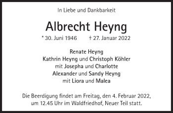 Traueranzeige von Albrecht Heyng von Süddeutsche Zeitung