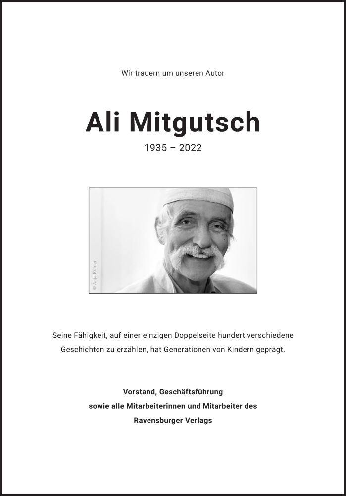  Traueranzeige für Ali Mitgutsch vom 13.01.2022 aus Süddeutsche Zeitung