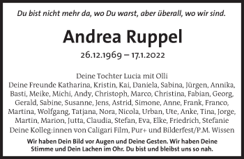 Traueranzeige von Andrea Ruppel von Süddeutsche Zeitung