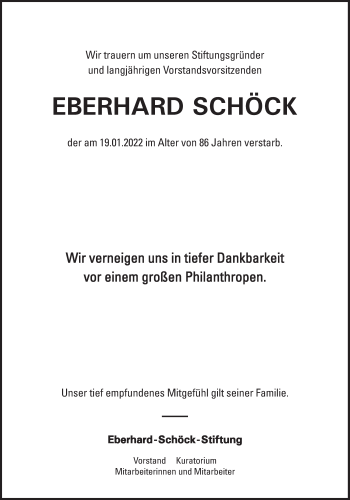 Traueranzeige von Eberhard Schöck von Süddeutsche Zeitung