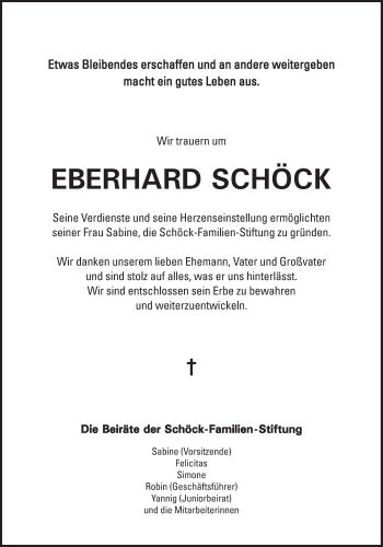 Traueranzeige von Eberhard Schöck von Süddeutsche Zeitung