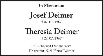 Traueranzeige von Josef Deimer von Süddeutsche Zeitung