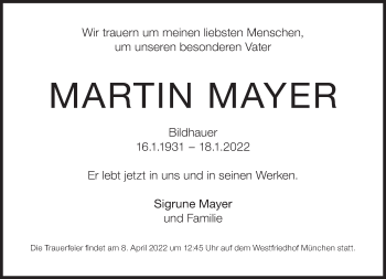 Traueranzeige von Martin Mayer von Süddeutsche Zeitung