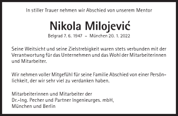 Traueranzeige von Nikola Milojevic von Süddeutsche Zeitung