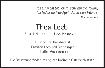 Traueranzeige von Thea Leeb von Süddeutsche Zeitung