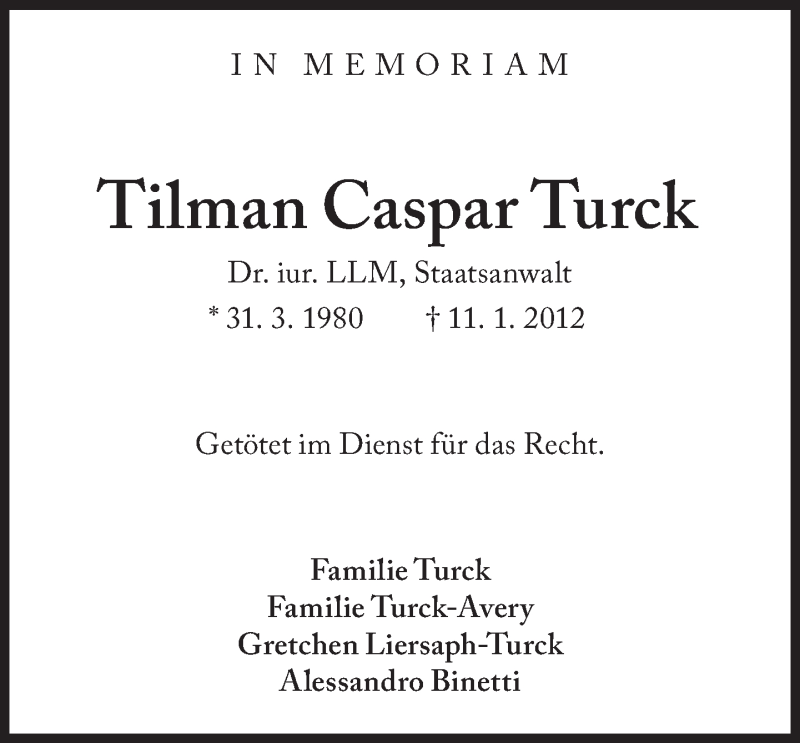  Traueranzeige für Tilman Caspar Turck vom 11.01.2022 aus Süddeutsche Zeitung