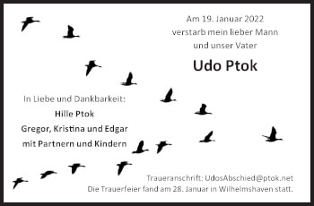Traueranzeige von Udo Ptok von Süddeutsche Zeitung